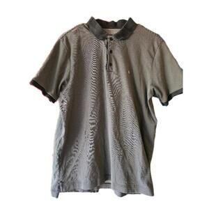 Rag & Bone Striped SHORT SLEEVE Polo Shirt Mens SZ LARGE GREY BLACK 🔥